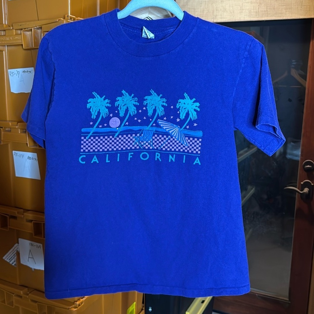 Vintage 90s California Beach Graphic Tee Purple Single Stitch Made USA Medium - Picture 3 of 8